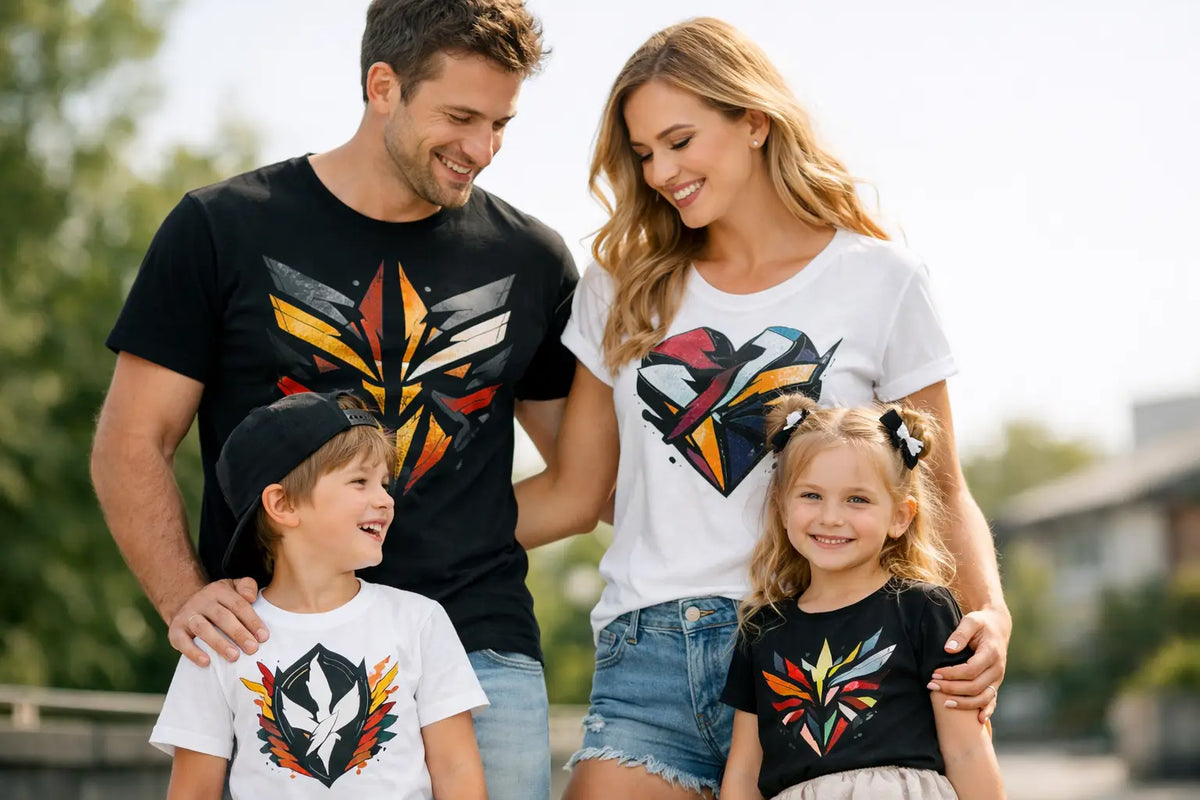 Familienlooks mit Statement Designs tragen