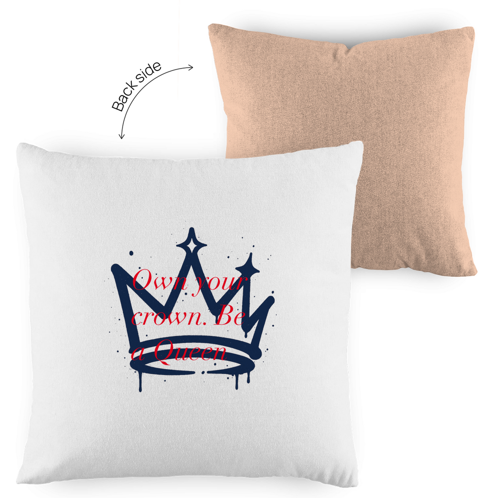 Onw Your Crown be a Queen Premium Deko-Kissen – Luxus Kissenbezug im Vintage-Pastell Look