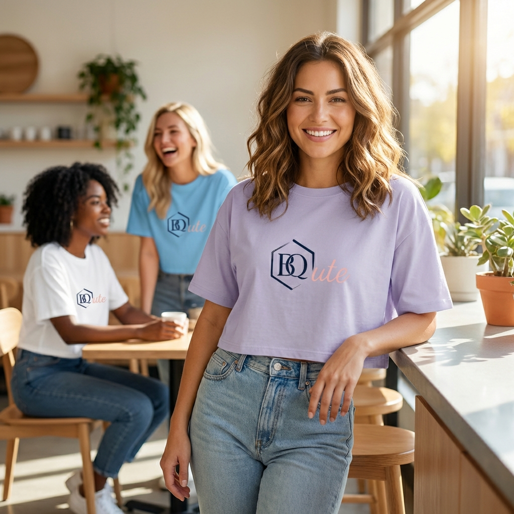 Damen Oversize Crop Top BQute rose