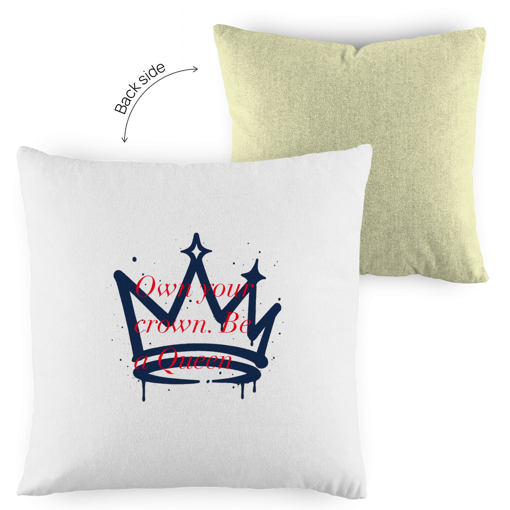 Onw Your Crown be a Queen Premium Deko-Kissen – Luxus Kissenbezug im Vintage-Pastell Look