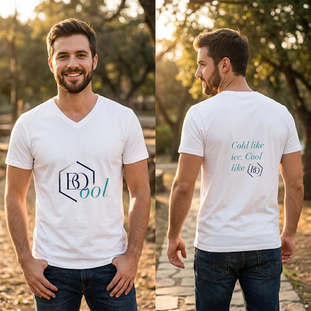 BQool V-Neck Herren T-Shirt – Cool Like Ice Design