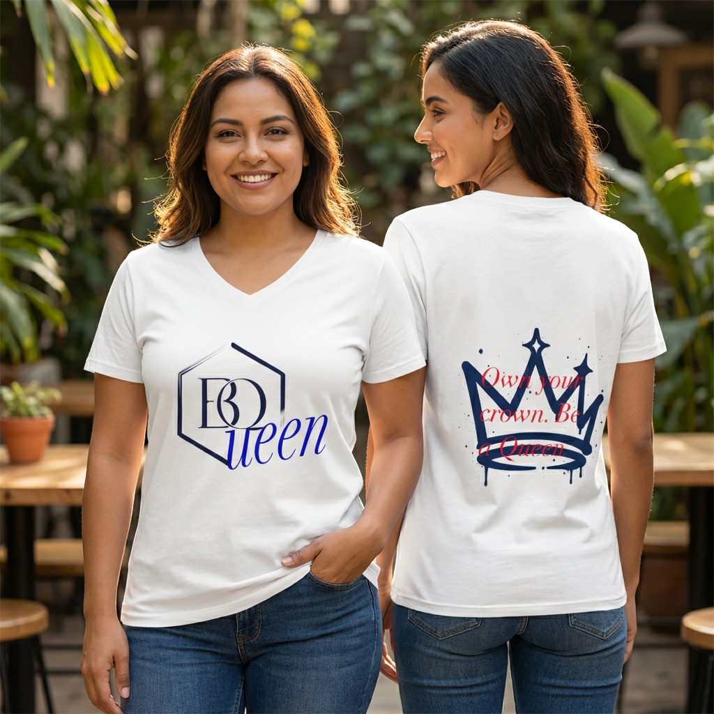 BQeen Damen V-Neck T-Shirt – Femininer Premium Fit