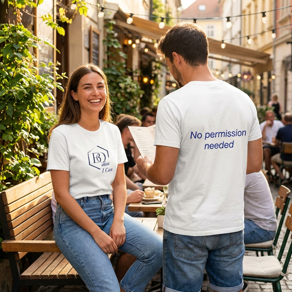 BQause I Can – ST/ST Rocker T-Shirt | Premium Oversize Bio-Baumwolle mit Backprint „No Permission Needed“